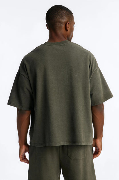 Self Made Patch Oversized French Terry Tee - Hunter Green - image 3