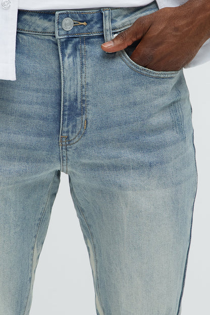 Apex Splotter Ripped Stacked Skinny Flare Jeans - Light Blue Wash - image 3
