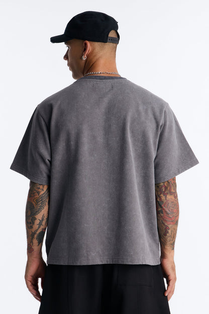 Forsaken Embroidery Paneled Fleece Tee - Grey - image 4