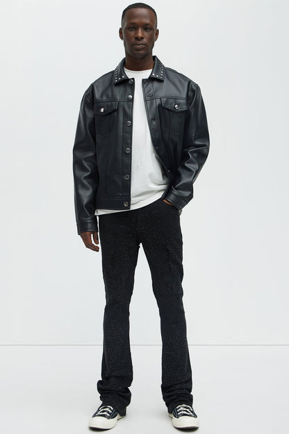 Stacked Skinny Flare On My Bling Distressed Jeans - Black - image 2