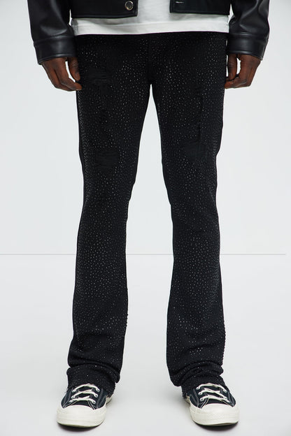 Stacked Skinny Flare On My Bling Distressed Jeans - Black - image 1