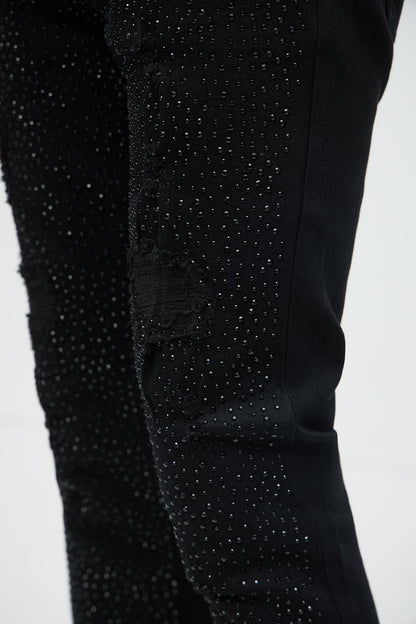 Stacked Skinny Flare On My Bling Distressed Jeans - Black - image 4