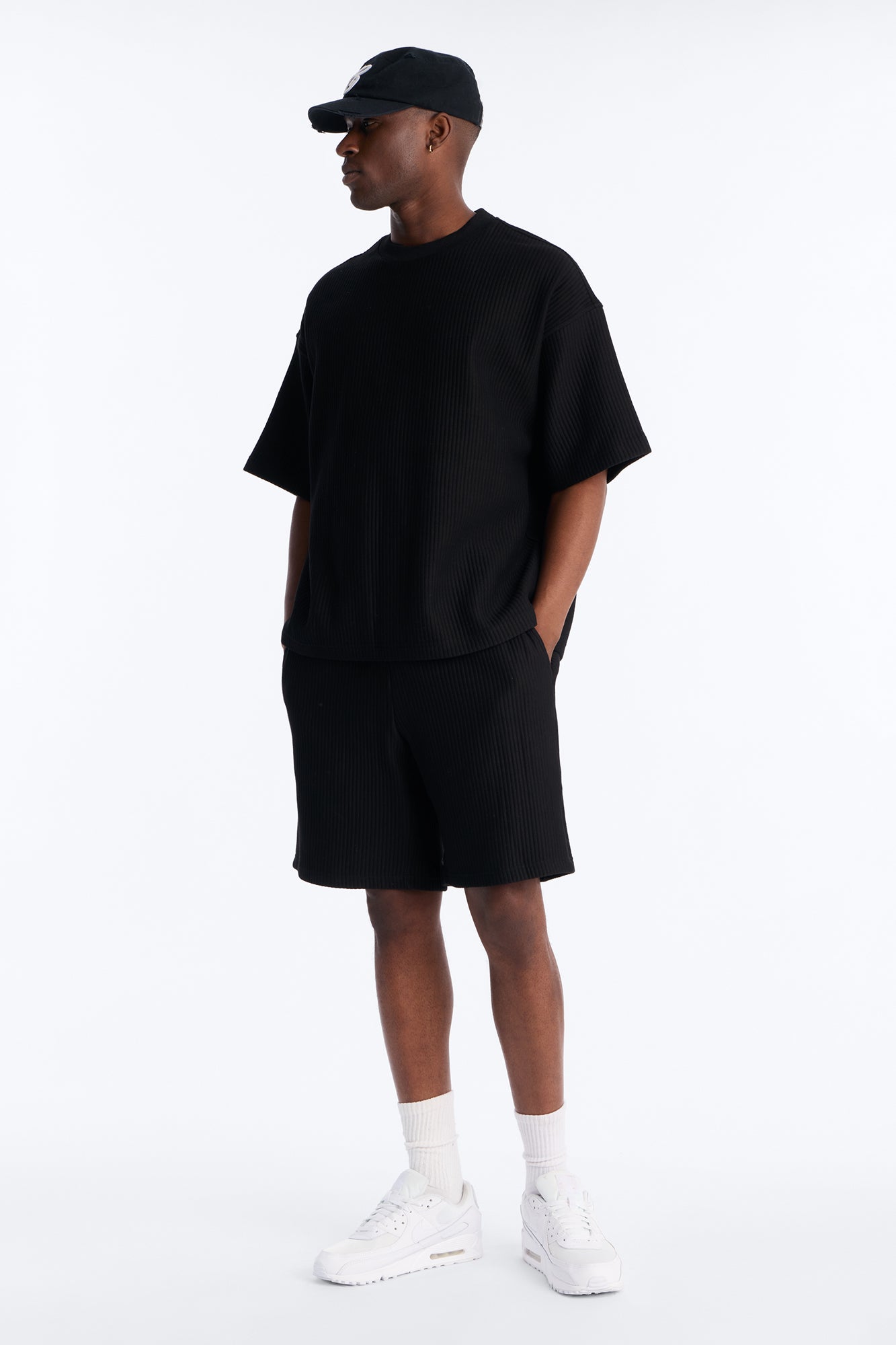 Textured Oversized Short Sleeve Fleece Tee - Black - image 2
