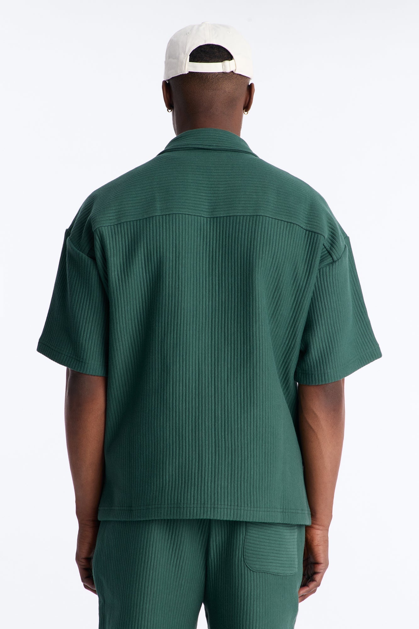 Textured Oversized Fleece Zip Up Shirt - Hunter Green - image 4