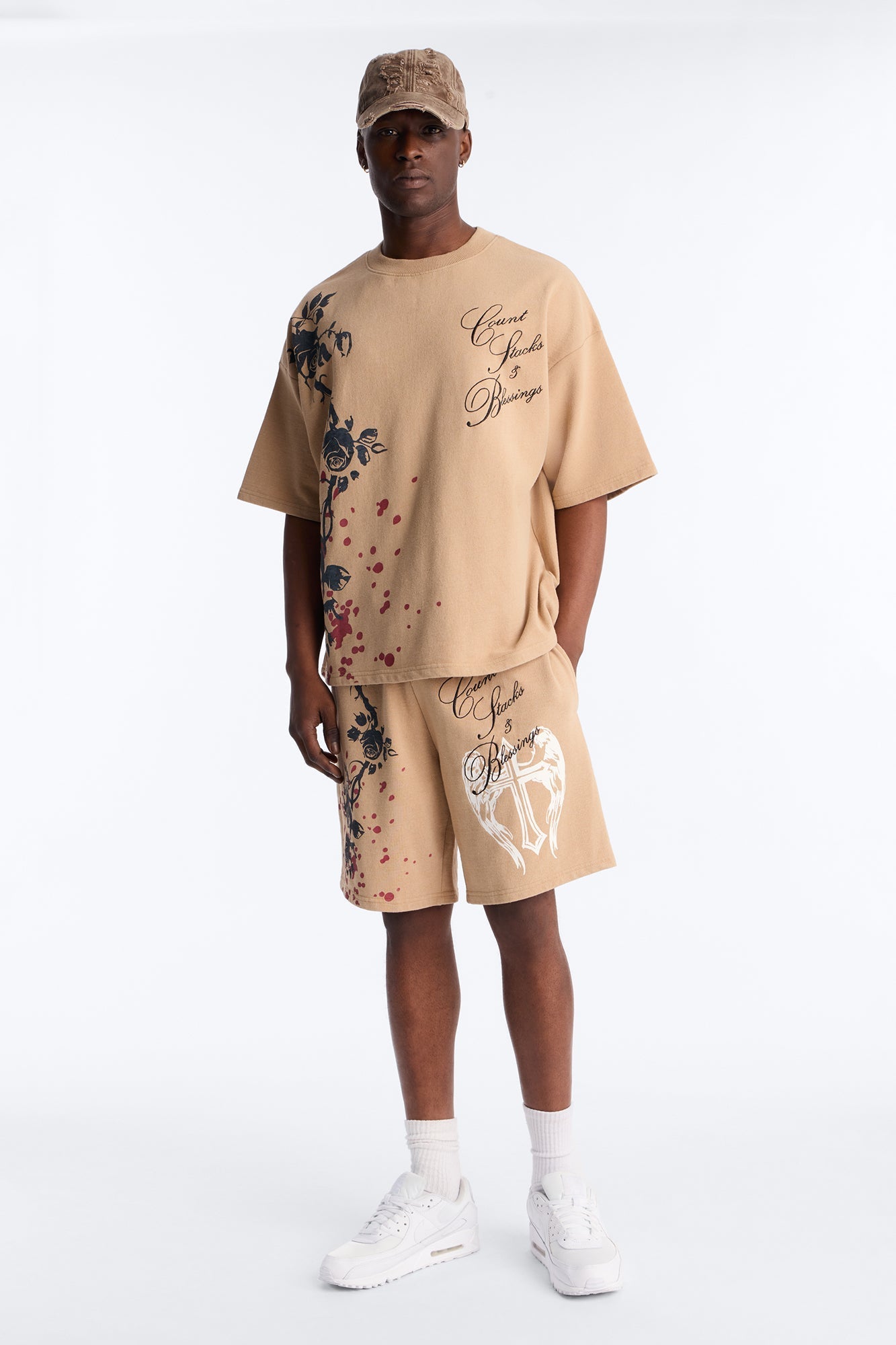 Count Your Blessings Embroidered Oversized French Terry Tee - Tan - image 2