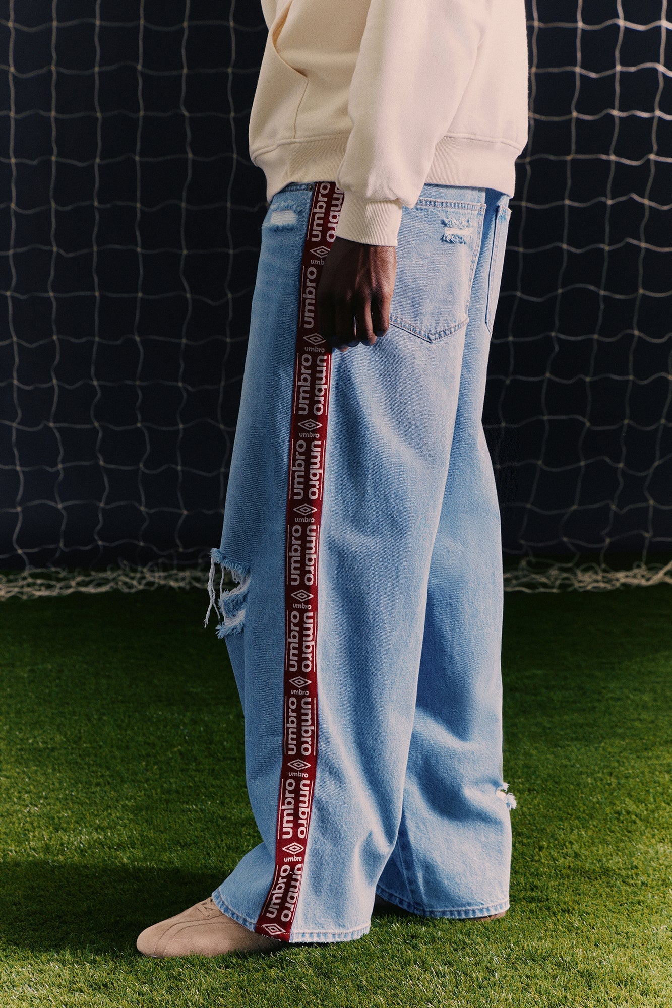 Umbro Distressed Baggy Jean - Light Blue Wash - image 4