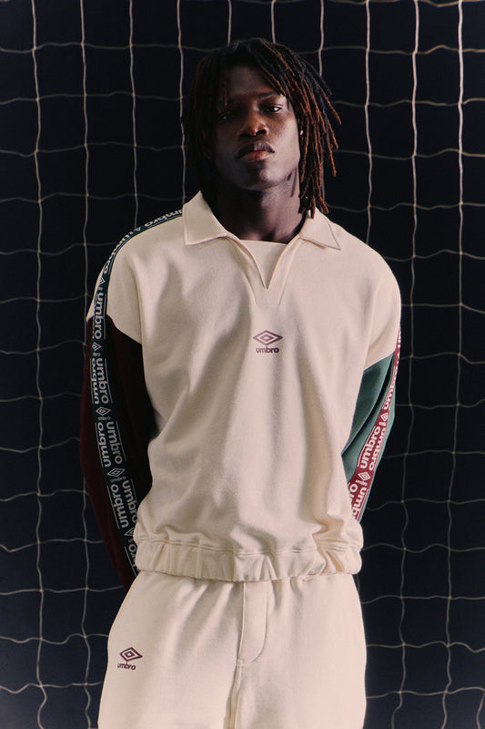 Umbro Colorblock French Terry Long Sleeve Polo - Cream/combo - image 1
