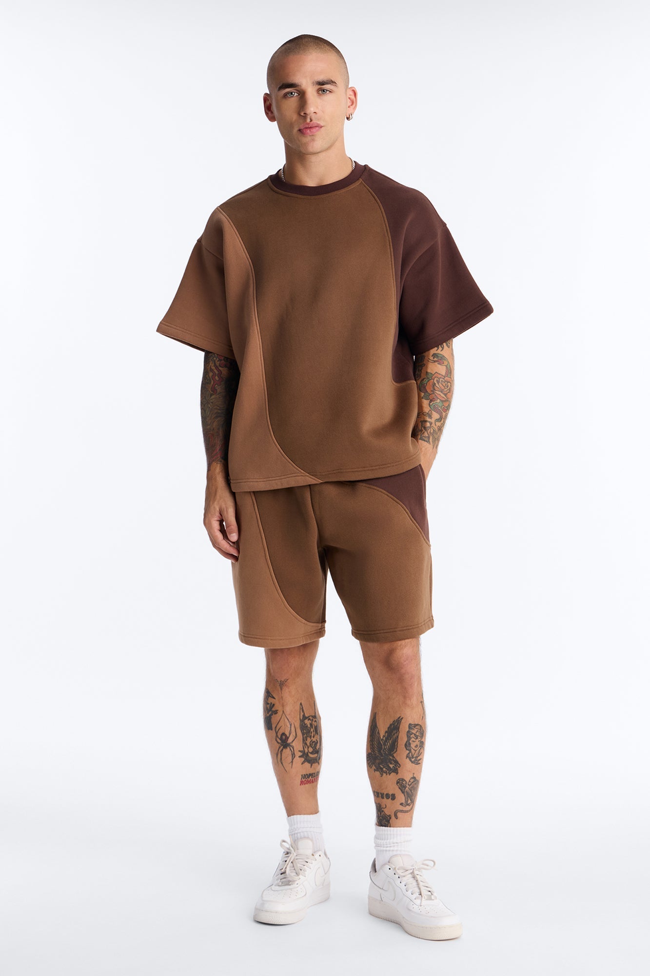 Oversized Neapolitan Paneled Sweatshirt - Brown/combo - image 2