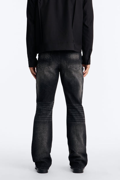 Stacked Slim Flare Looking Out Distressed Grommet Jean - Black Wash - image 4