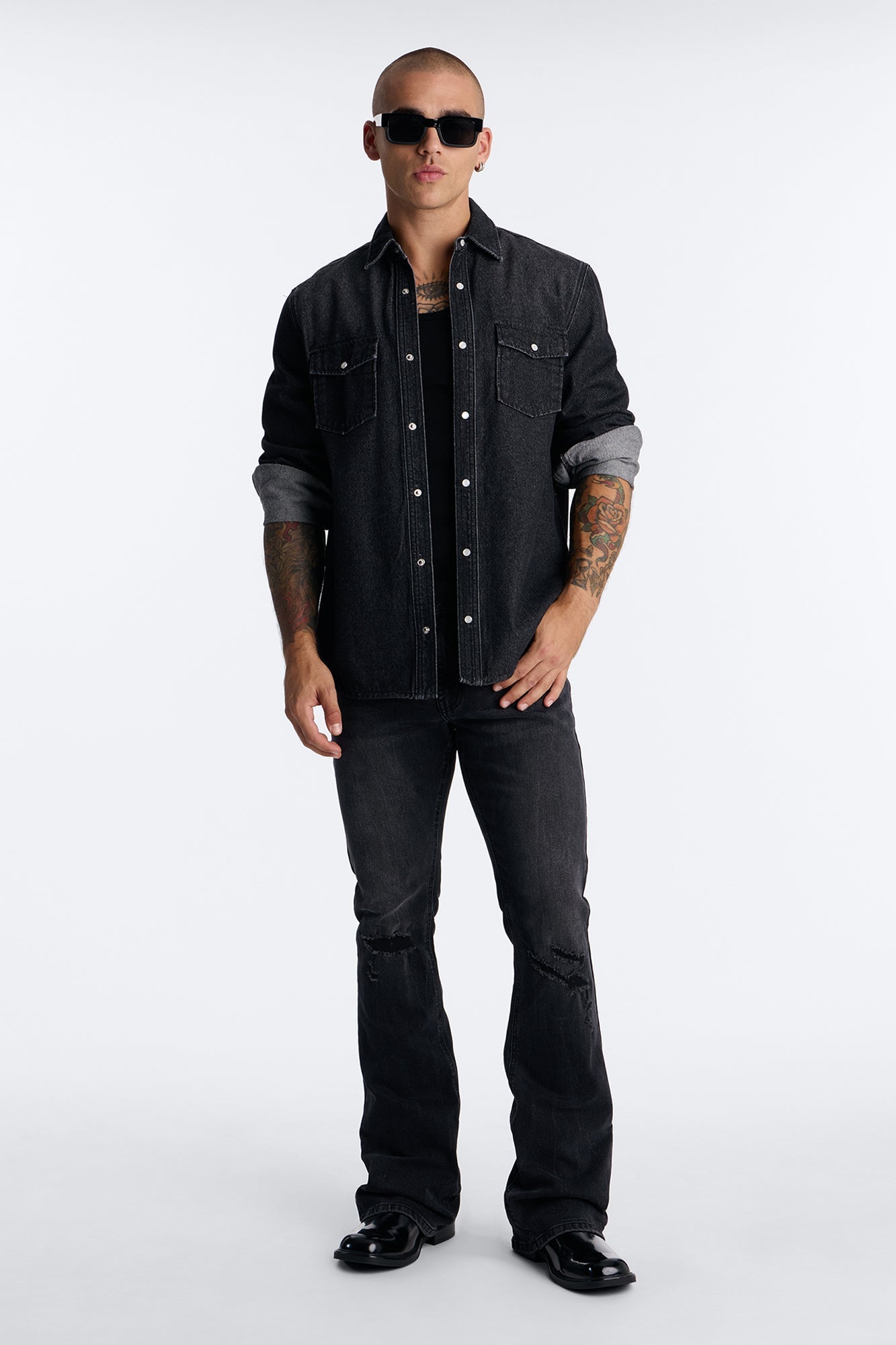 Dreamy Stacked Skinny Flare Jeans - Black Wash - image 2