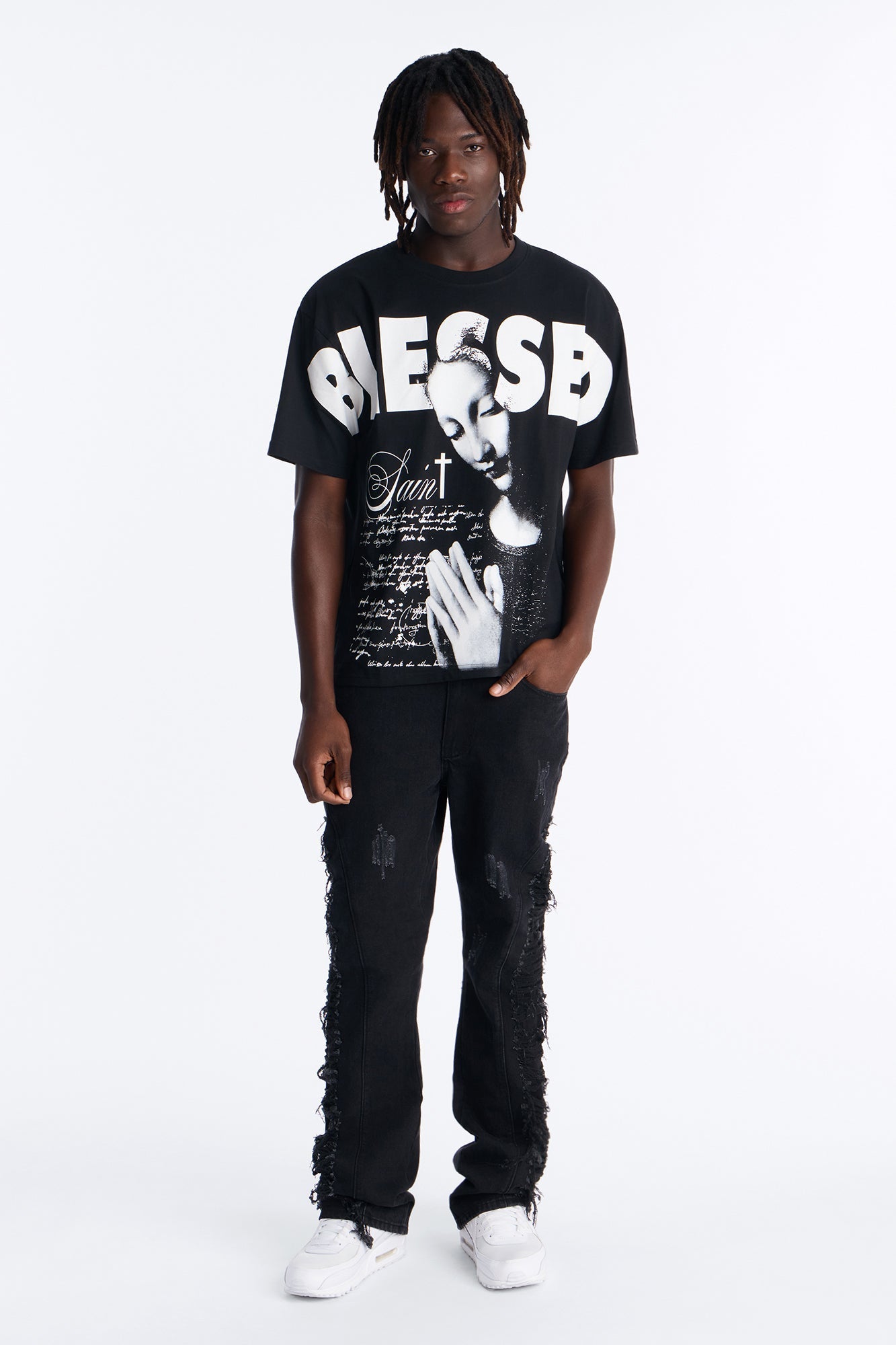 Stacked Slim Flare Slashed Down Jean - Black Wash - image 2