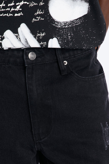 Stacked Slim Flare Slashed Down Jean - Black Wash - image 3