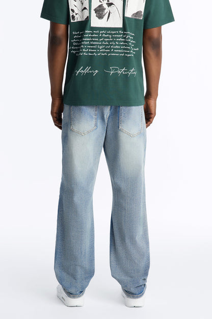 Straight Classic Destroyed Jean - Light Blue Wash - image 3