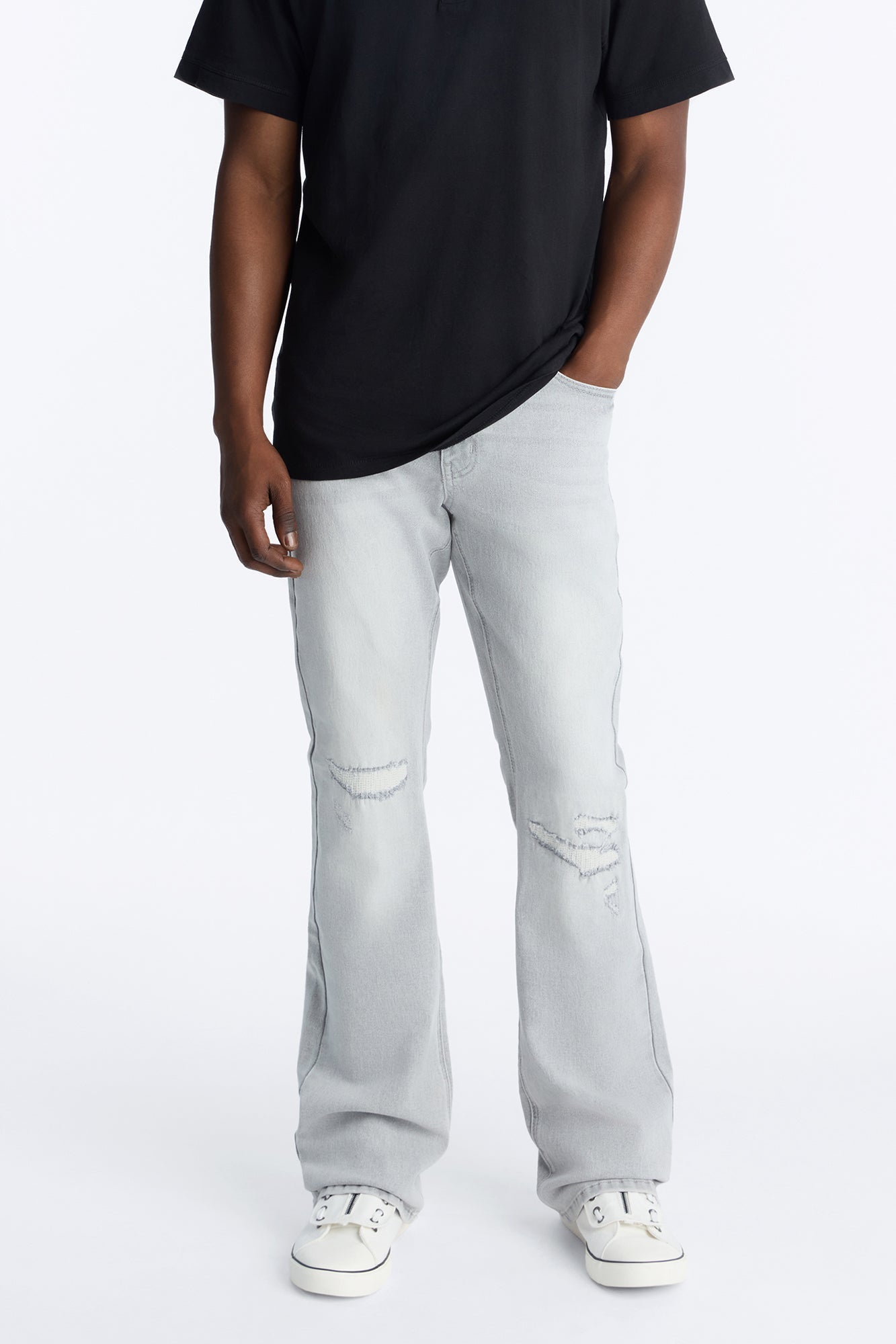 Dreamy Stacked Slim Flare Jeans - Grey - image 1