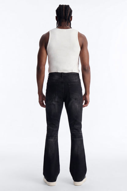 Stacked Skinny Flare Not Too Much Distressed Jean - Black - image 4
