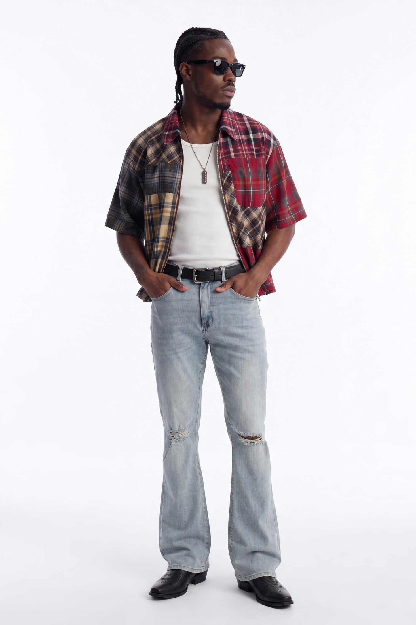 Stacked Skinny Flare Not Too Much Distressed Jean - Light Blue Wash - image 2