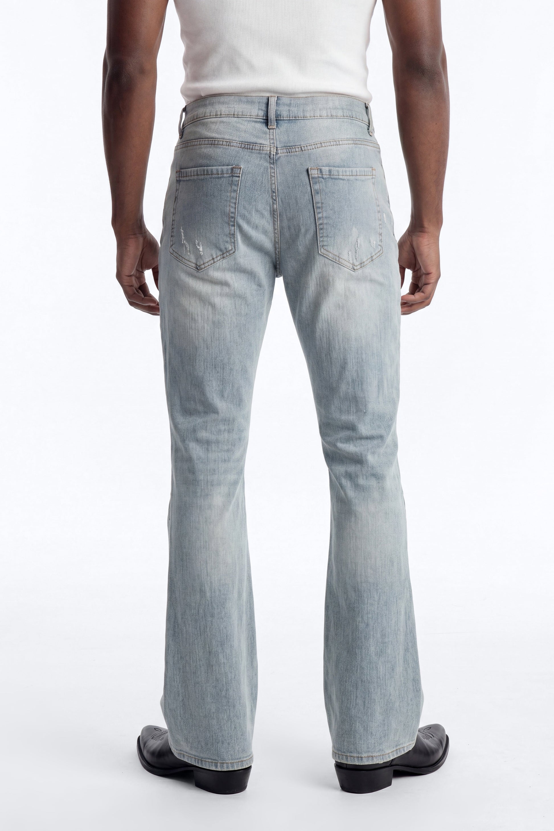 Stacked Skinny Flare Not Too Much Distressed Jean - Light Blue Wash - image 4