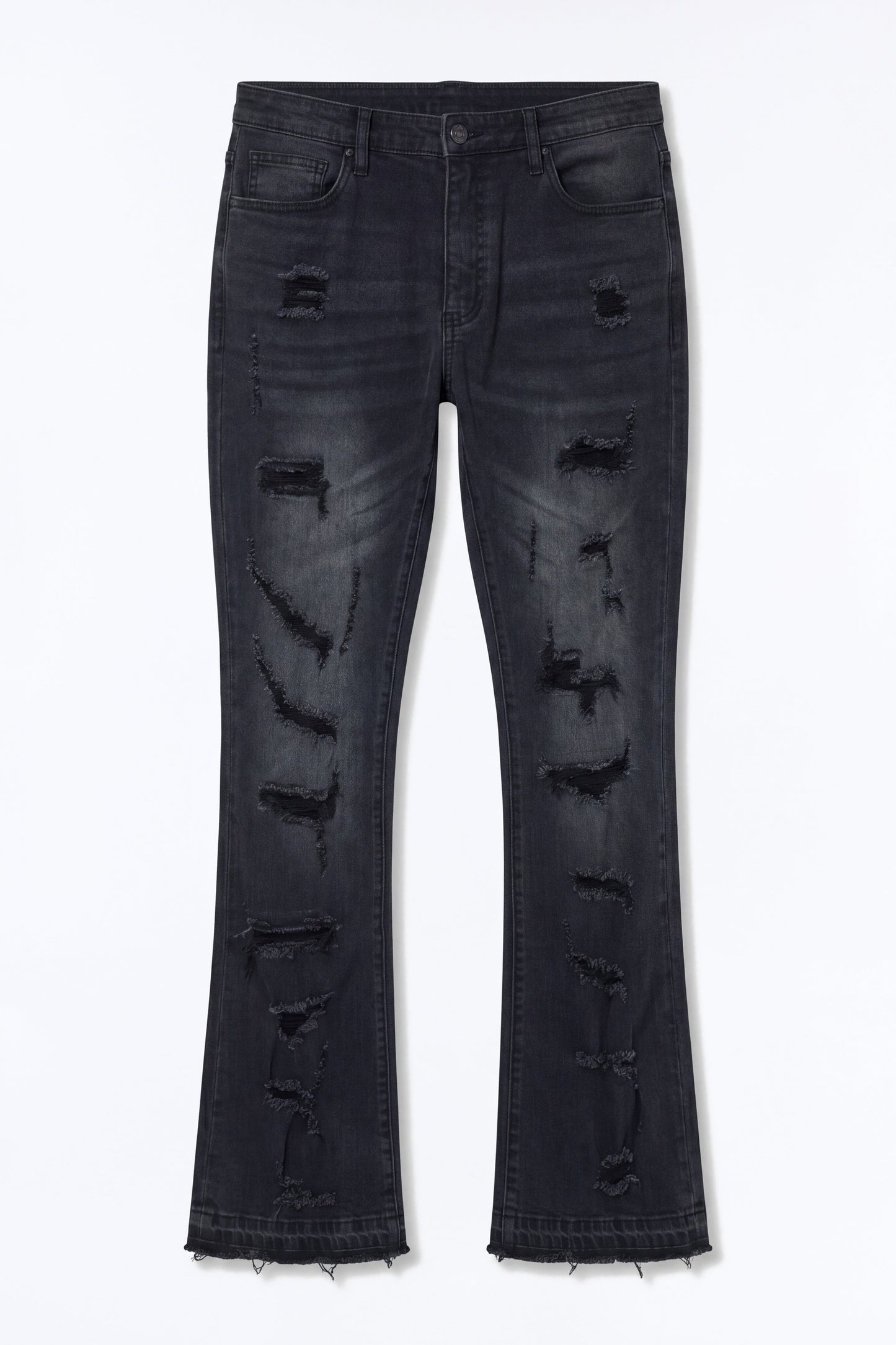 Through It Ripped Skinny Flared Jeans - Black Wash - image 2