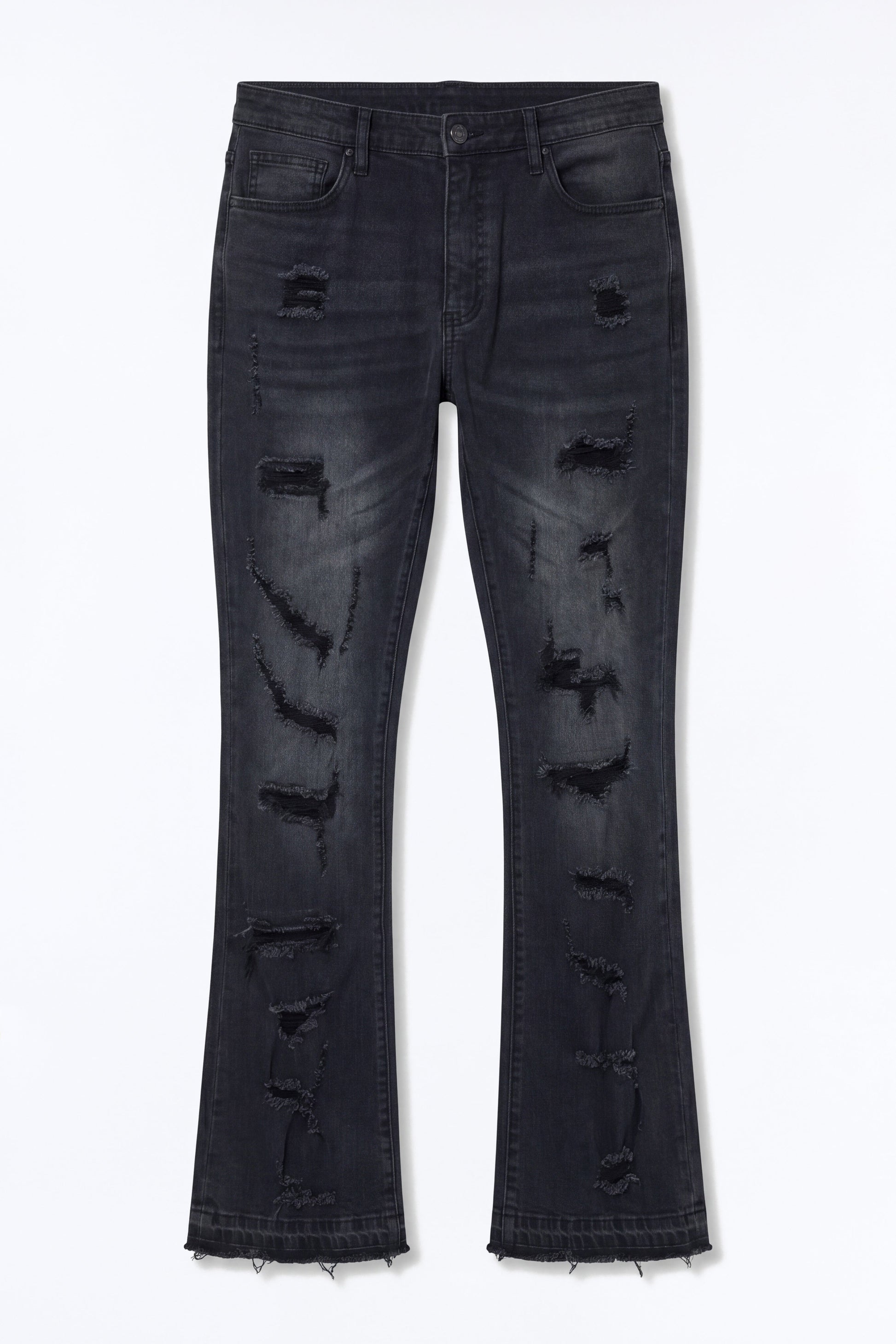 Through It Ripped Skinny Flared Jeans - Black Wash - image 2