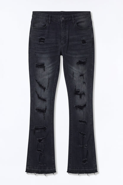 Through It Ripped Skinny Flared Jeans - Black Wash - image 2