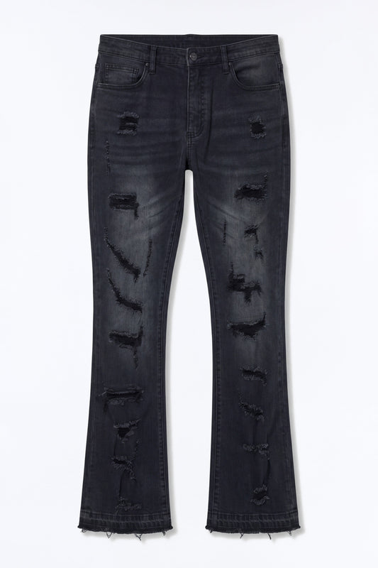 Through It Ripped Skinny Flared Jeans - Black Wash - image 2