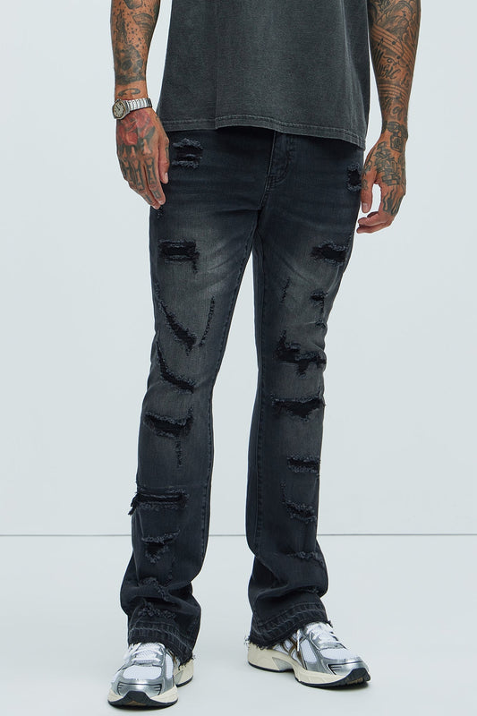 Through It Ripped Skinny Flared Jeans - Black Wash - image 1