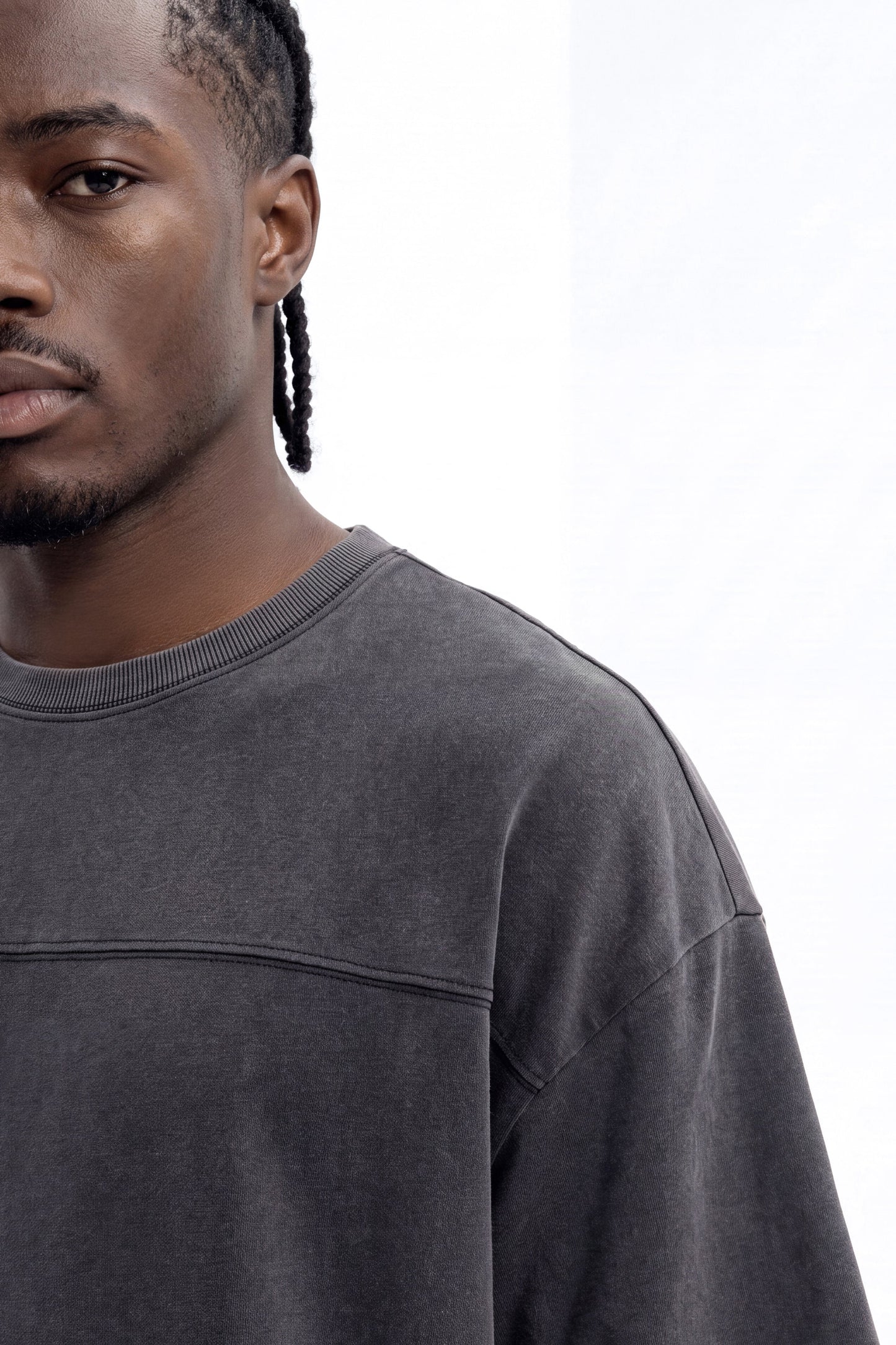 Soft Touch Washed Interlock Oversized Tee - Black Wash - image 2