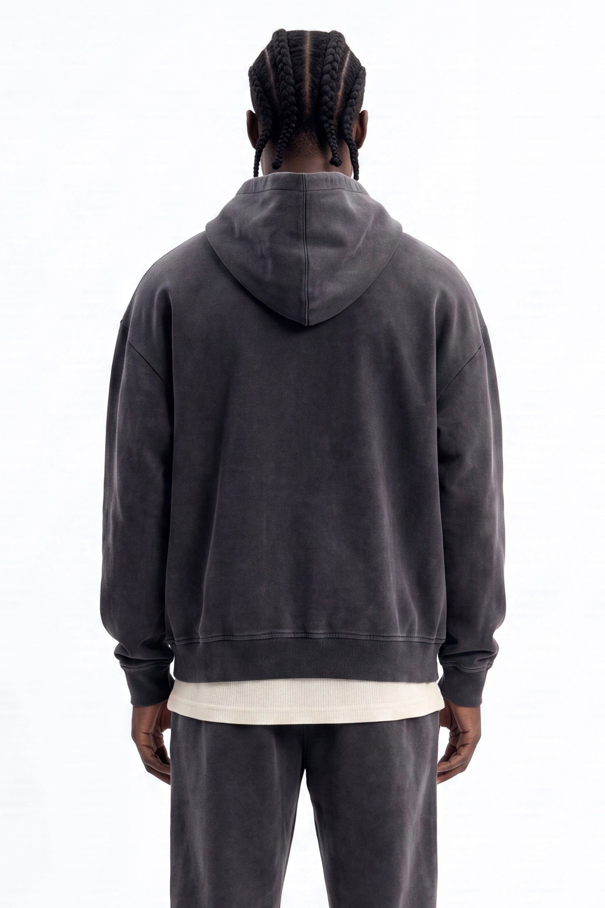 Soft Touch Washed Interlock Oversized Hoodie - Black Wash - image 3