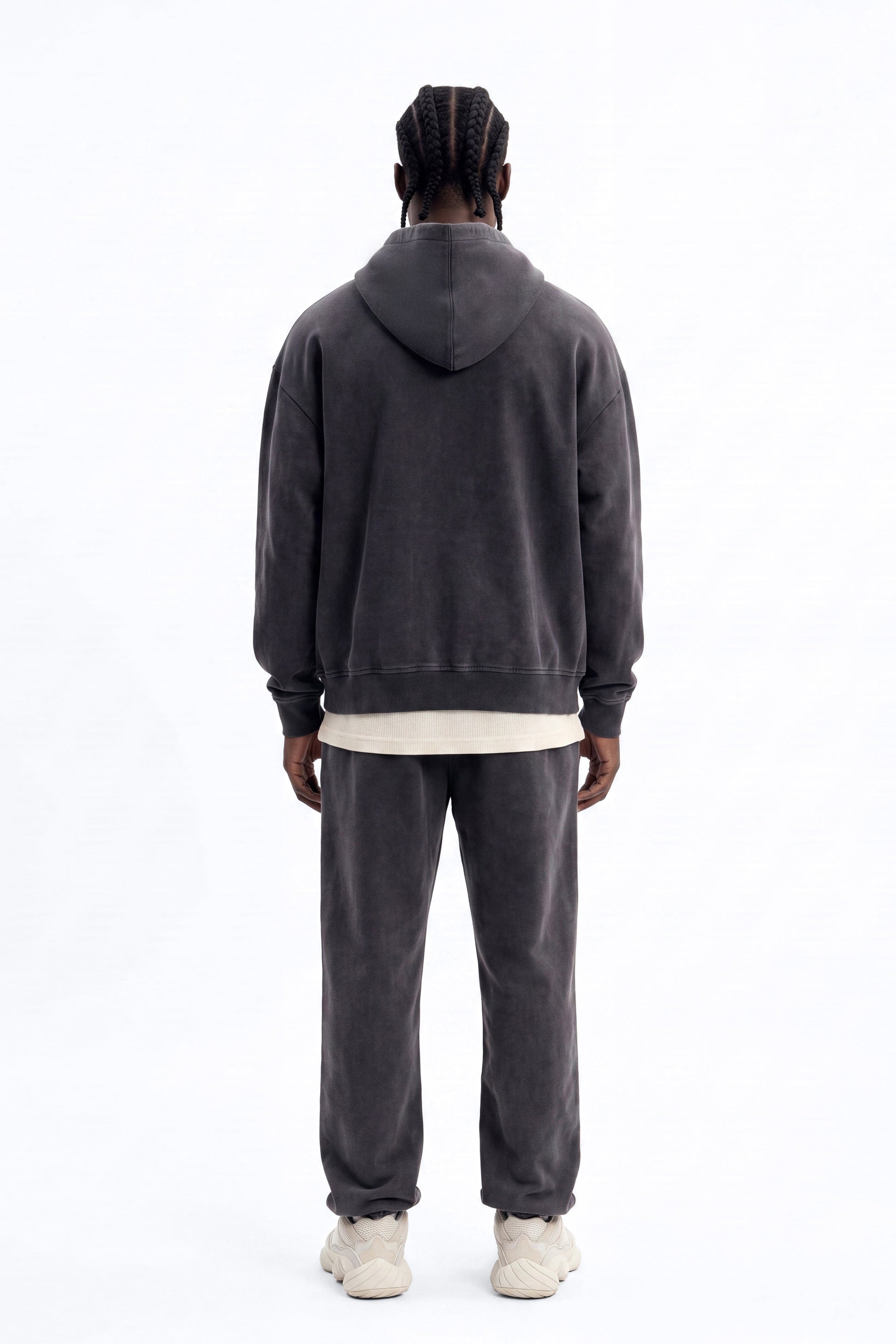 Soft Touch Washed Interlock Oversized Hoodie - Black Wash - image 4