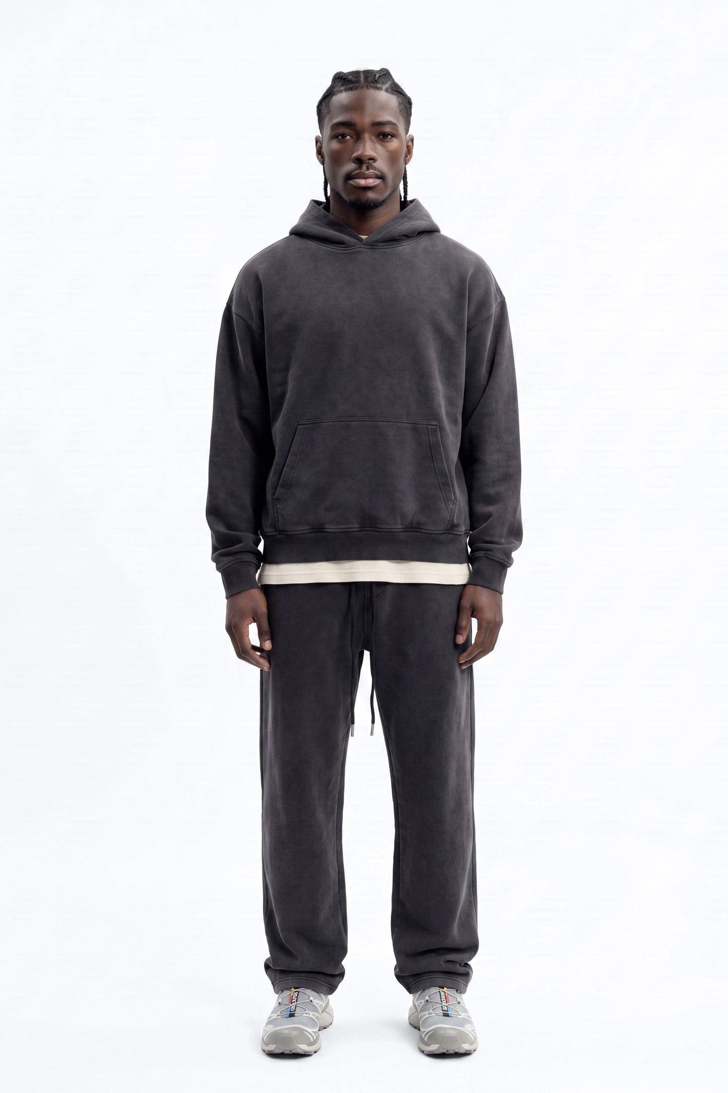 Soft Touch Washed Interlock Oversized Hoodie - Black Wash - image 1