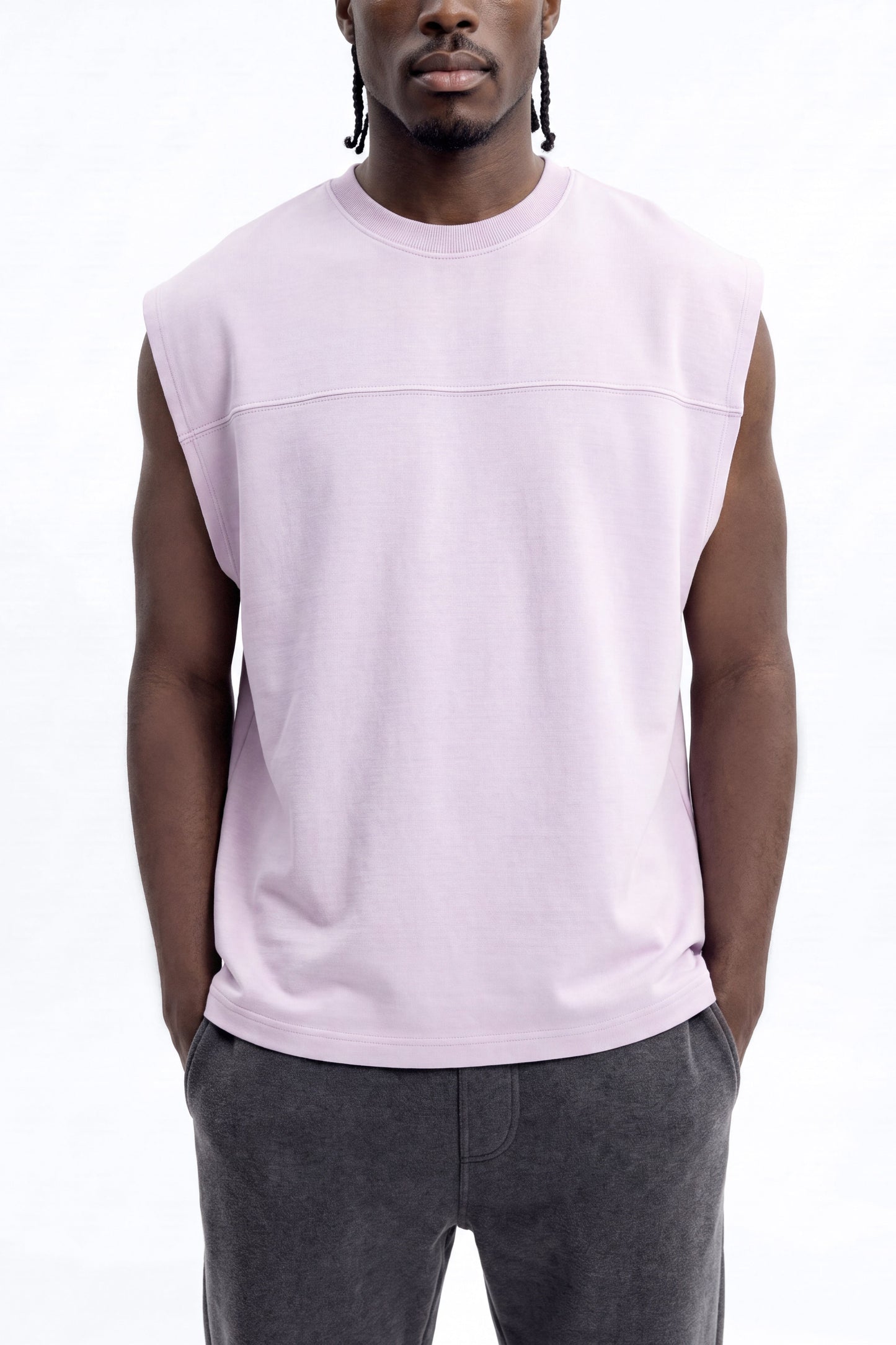 Soft Touch Washed Interlock Oversized Muscle Tee - Purple - image 3