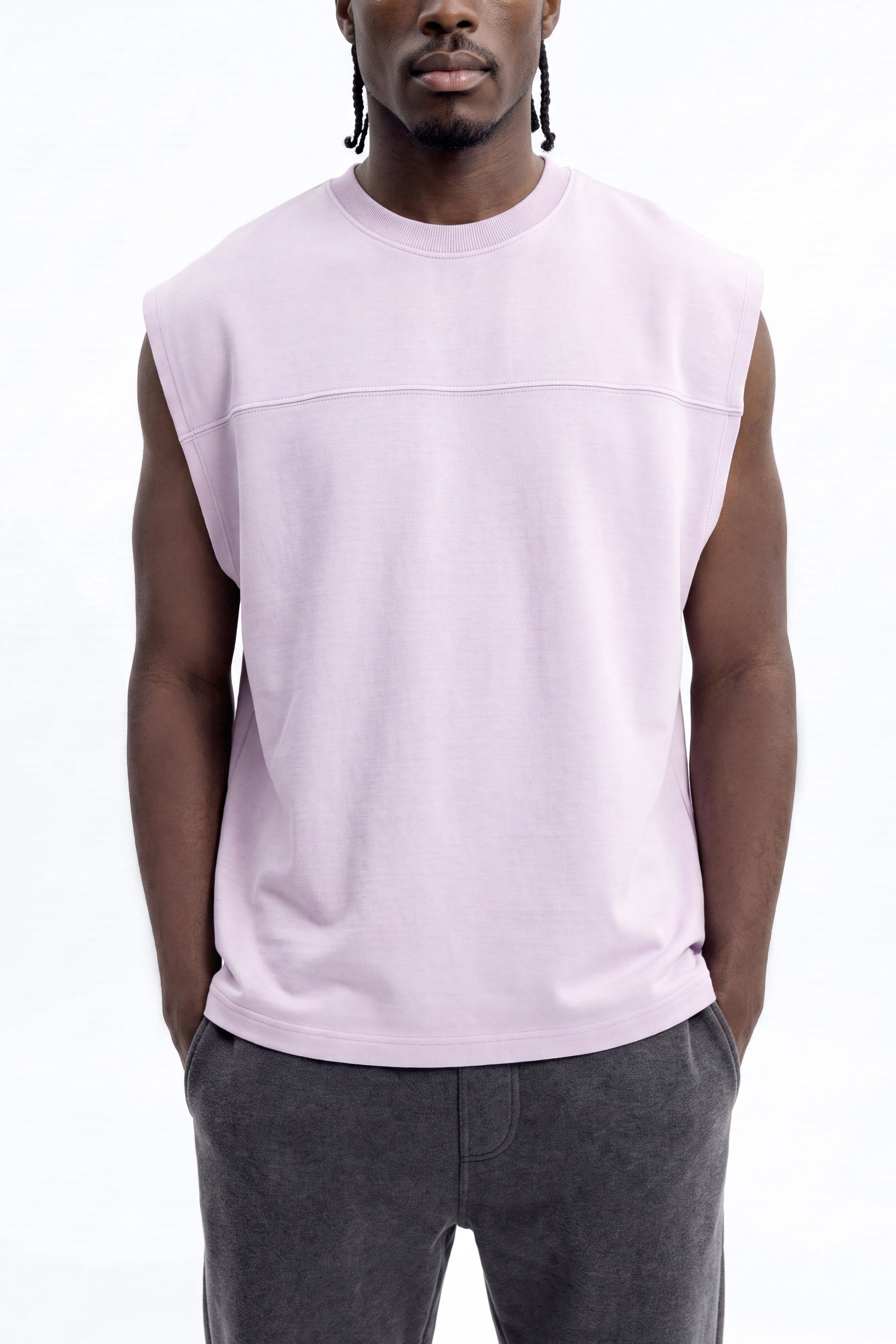 Soft Touch Washed Interlock Oversized Muscle Tee - Purple - image 3