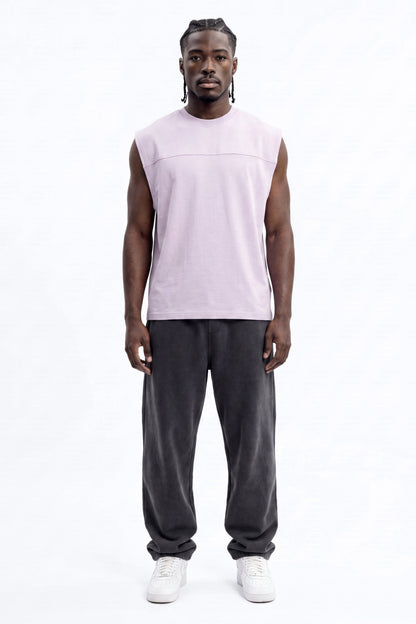 Soft Touch Washed Interlock Oversized Muscle Tee - Purple - image 1