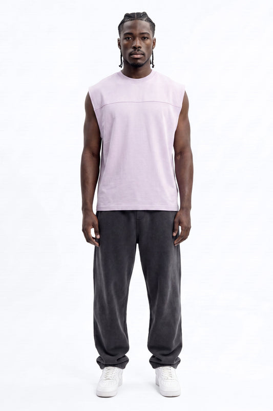 Soft Touch Washed Interlock Oversized Muscle Tee - Purple - image 1