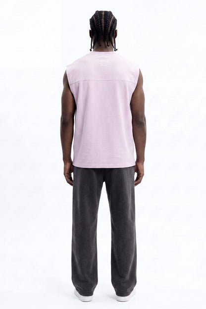 Soft Touch Washed Interlock Oversized Muscle Tee - Purple - image 4
