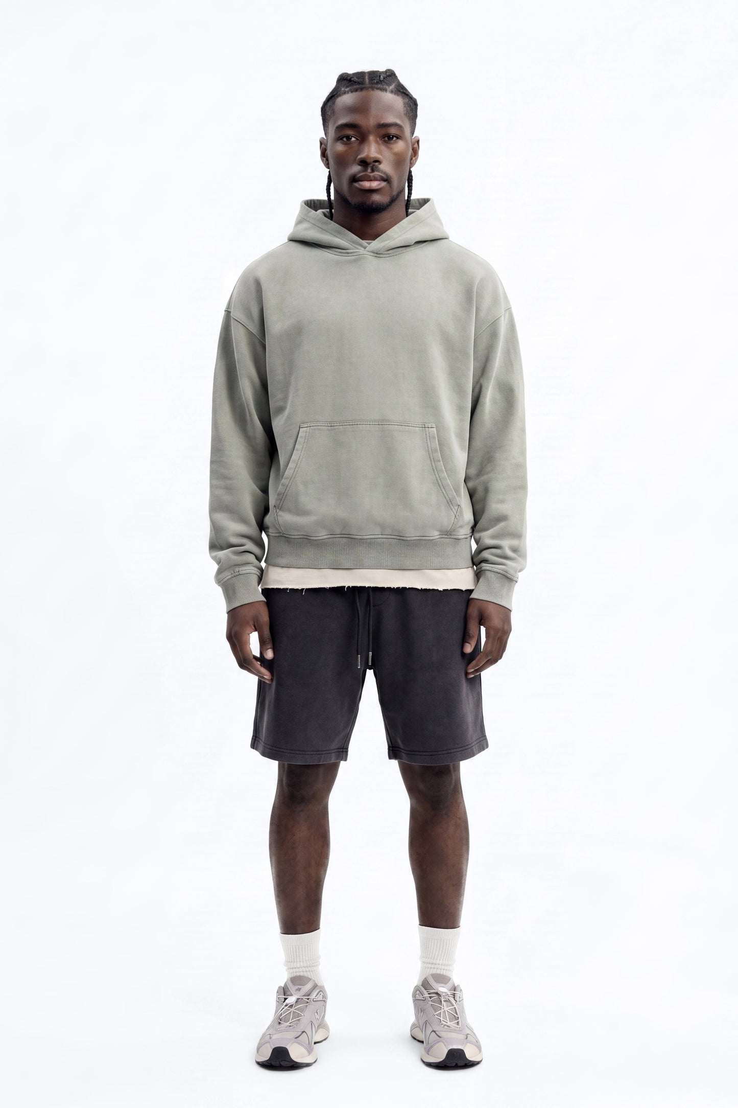 Soft Touch Washed Interlock Oversized Hoodie - Olive - image 1