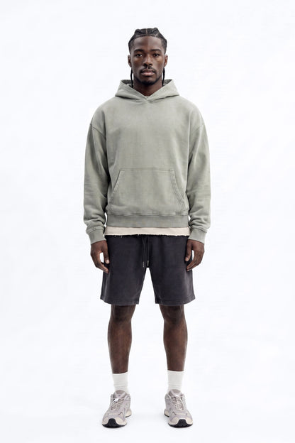 Soft Touch Washed Interlock Oversized Hoodie - Olive - image 1