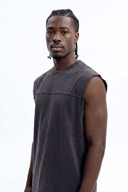Soft Touch Washed Interlock Oversized Muscle Tee - Black Wash - image 3