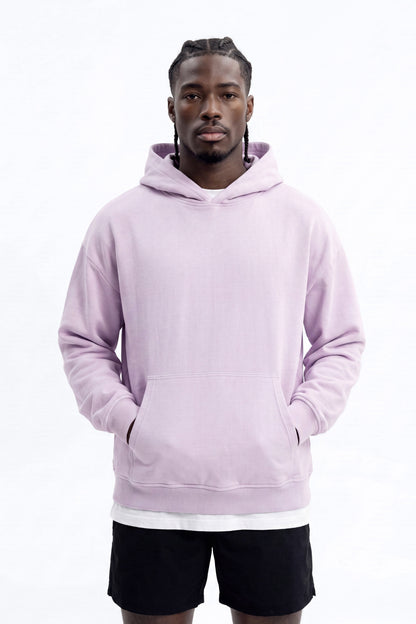 Soft Touch Washed Interlock Oversized Hoodie - Purple - image 1