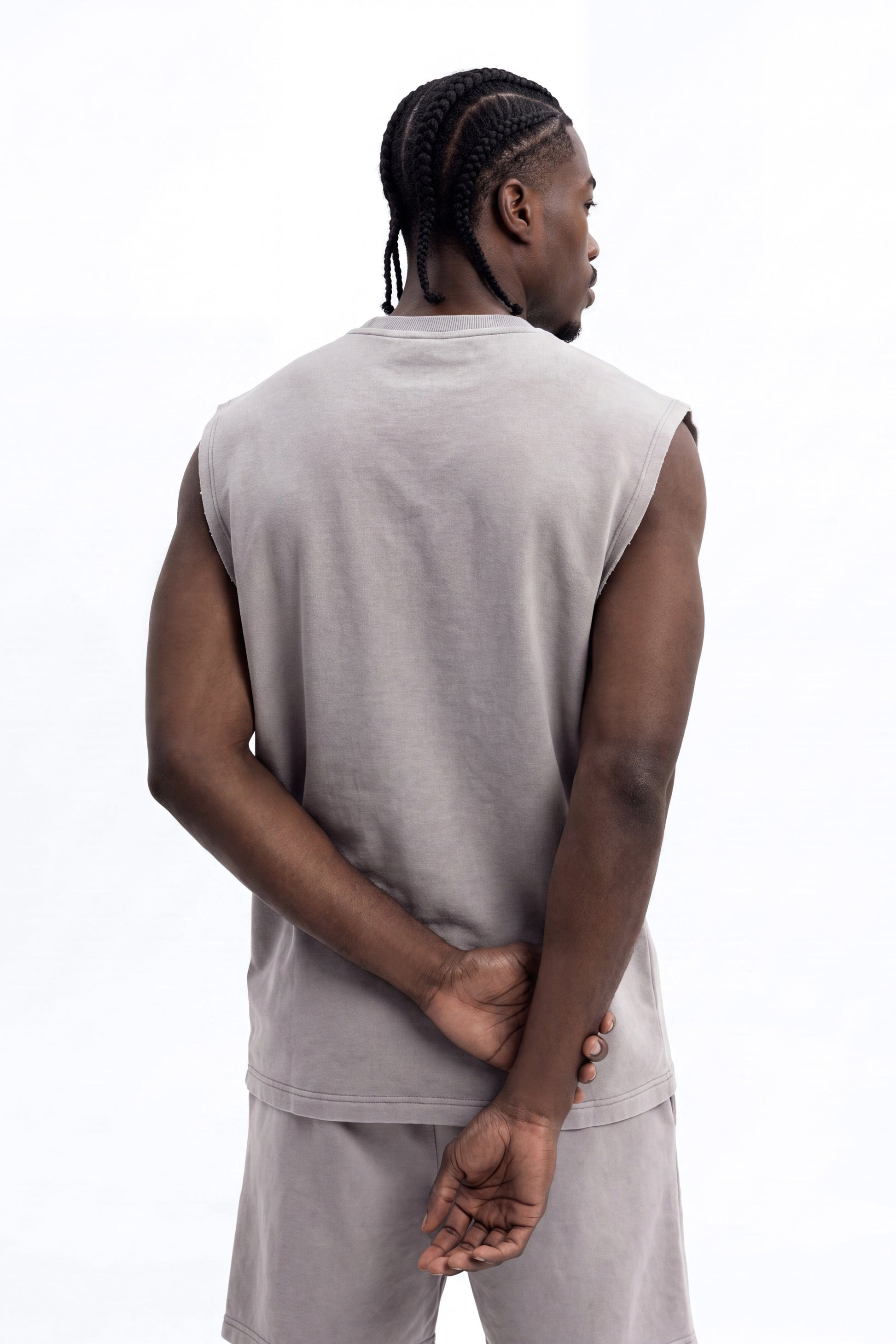 Soft Touch Washed Interlock Oversized Muscle Tee - Grey - image 3