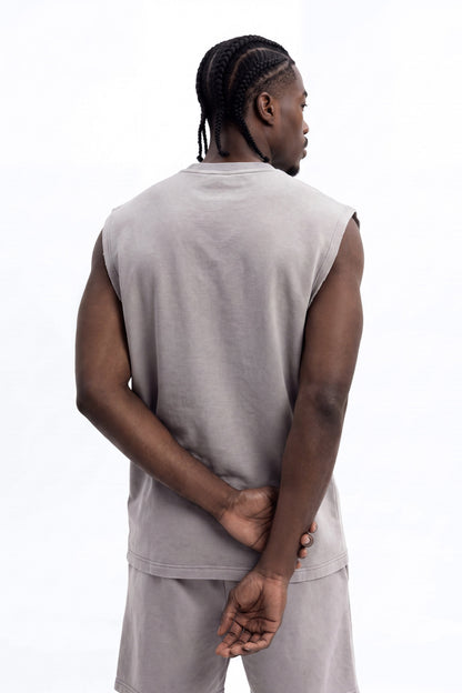 Soft Touch Washed Interlock Oversized Muscle Tee - Grey - image 3
