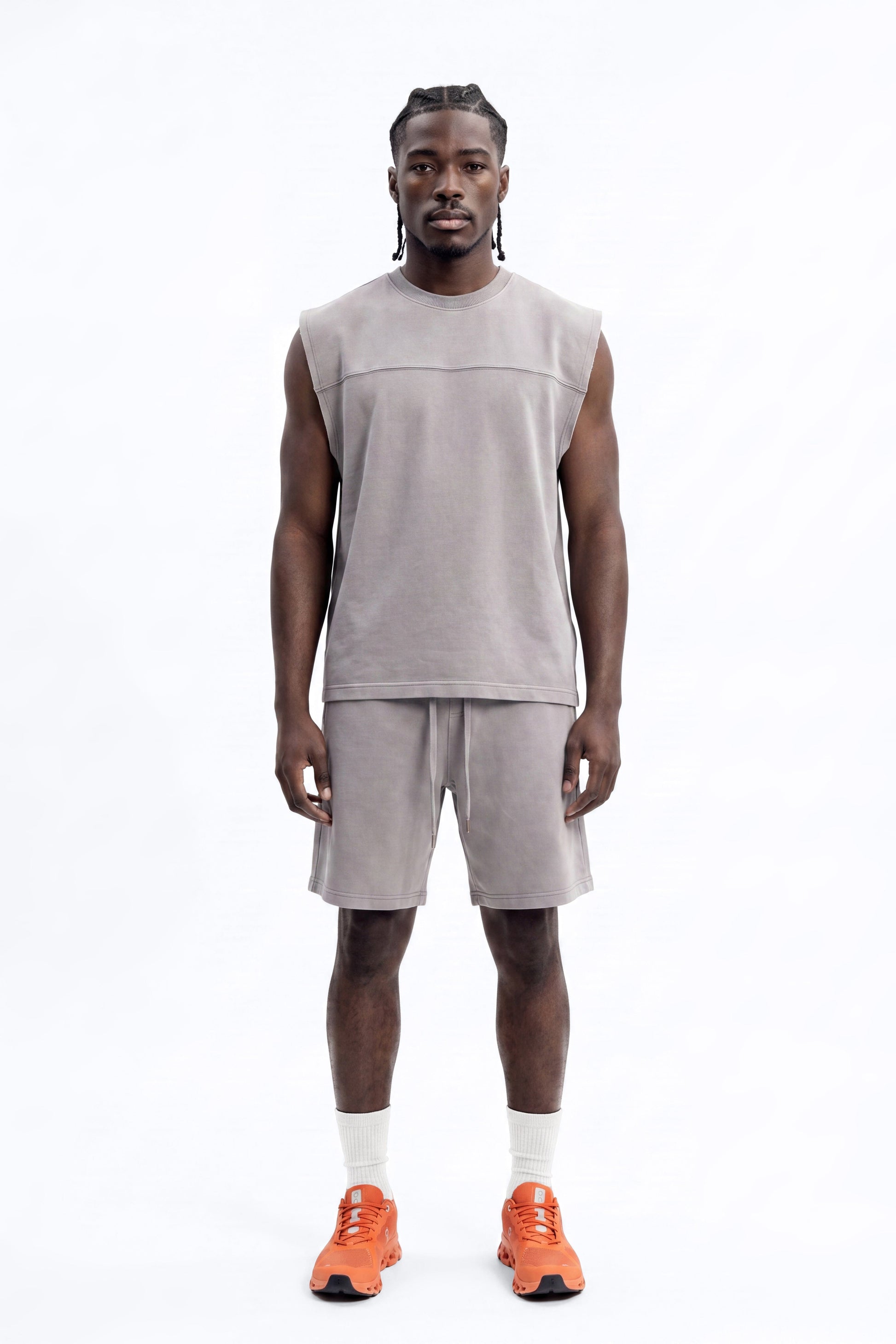 Soft Touch Washed Interlock Oversized Muscle Tee - Grey - image 1