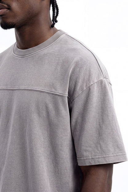 Soft Touch Washed Interlock Oversized Tee - Grey - image 2