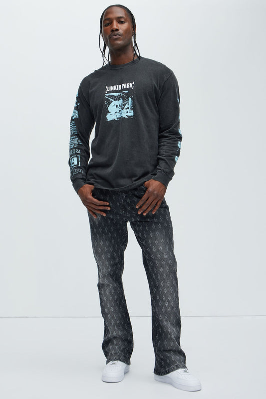 Drilled Slim Stacked Flare Jeans - Black Wash - image 2
