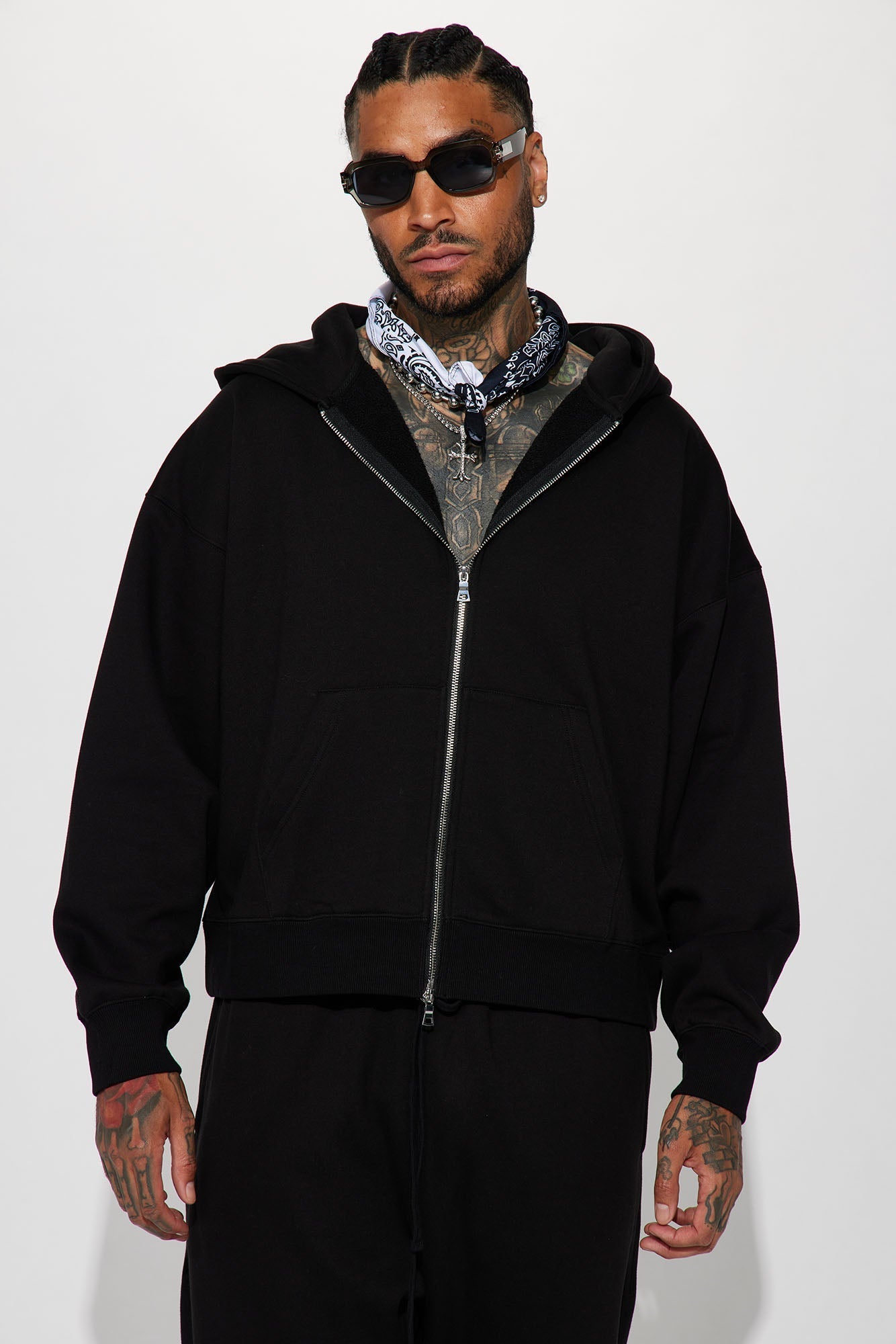 Tyson Oversized Heavyweight Zip Up - Black - image 1
