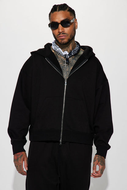 Tyson Oversized Heavyweight Zip Up - Black - image 1