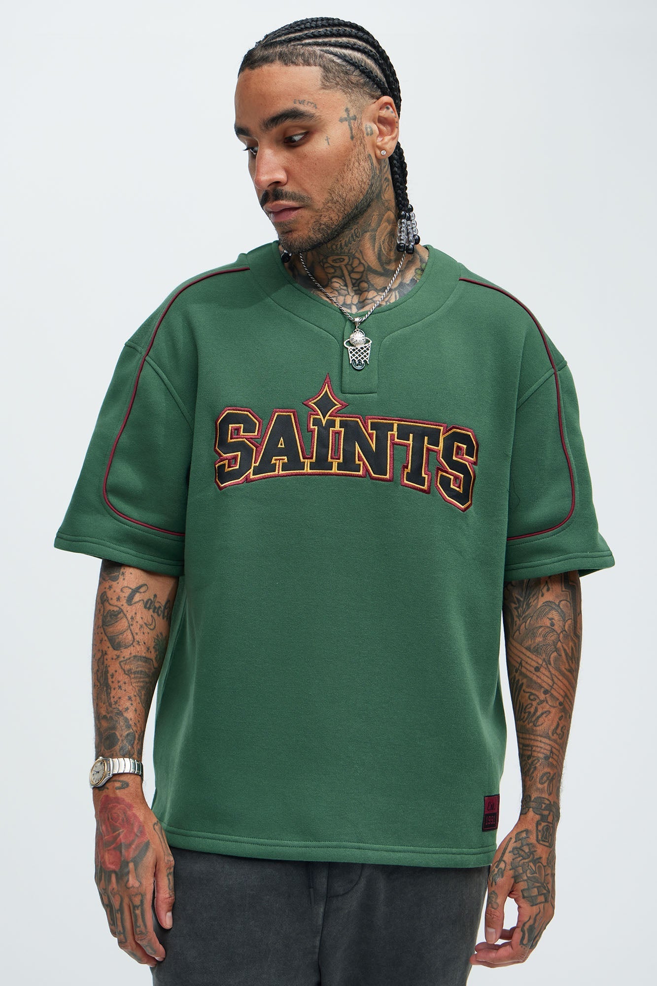 Saint Worldwide Short Sleeve Henley - Green - image 1