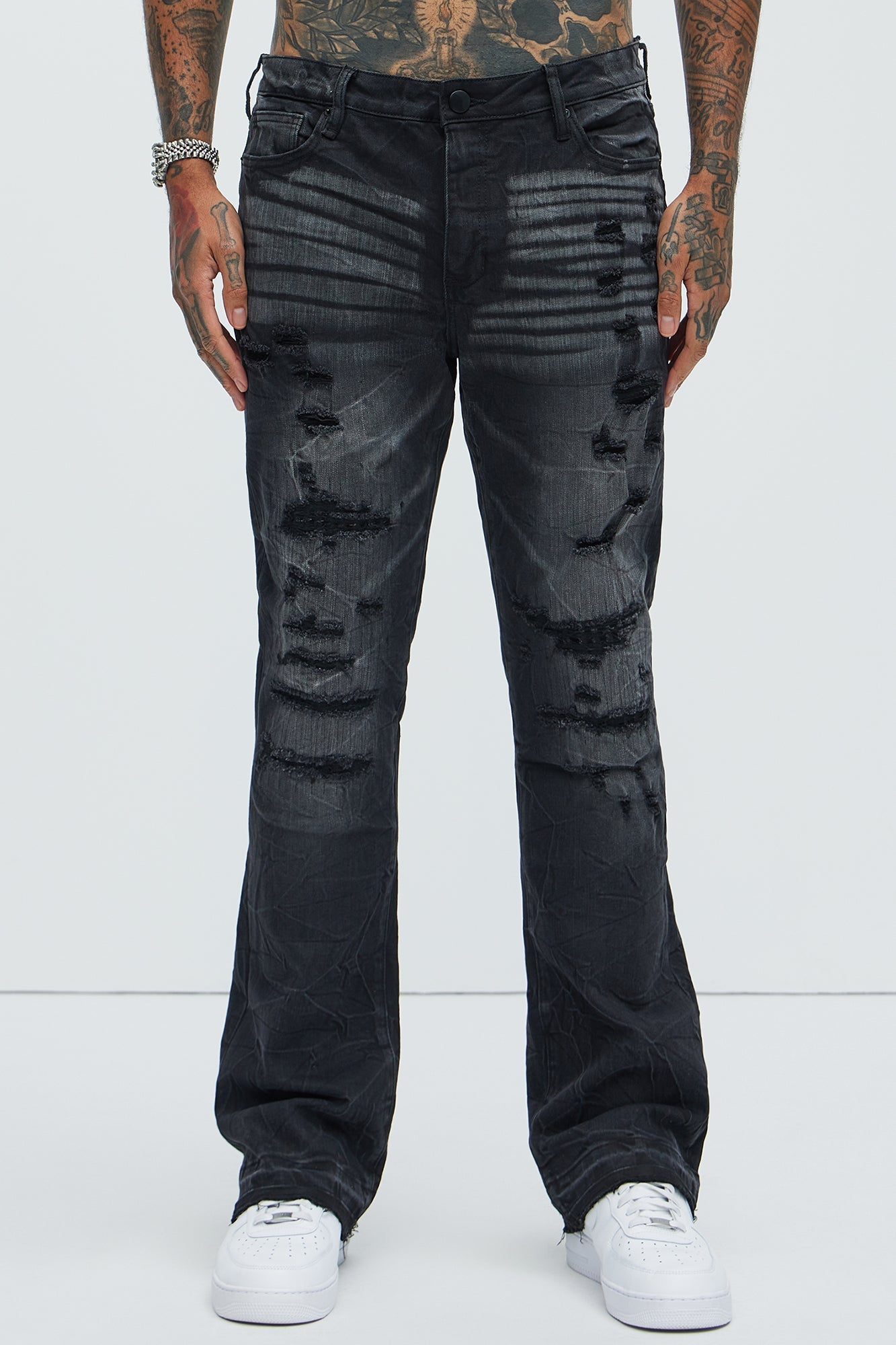 Undercover Slim Stacked Flare Jeans - Black Wash - image 1