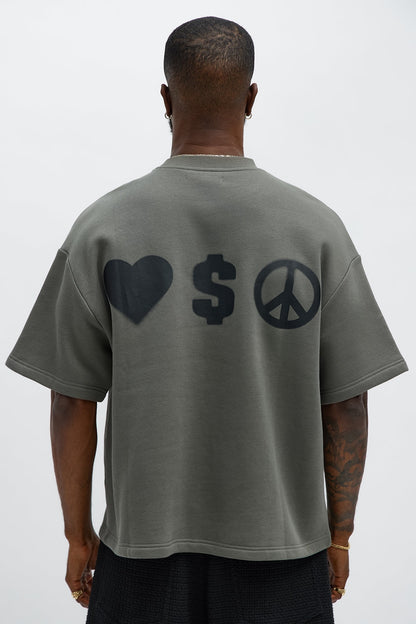 Tyson Oversized Spray Paint Short Sleeve Tee - Dark Grey - image 1