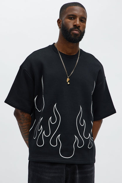 Tyson Oversized Chase Flame Short Sleeve Tee - Black/combo - image 1